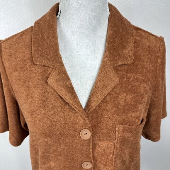 Marine Layer Women's L Terry Out Resort Shirt Sierra NWT Terra Cotta - Picture 5 of 16